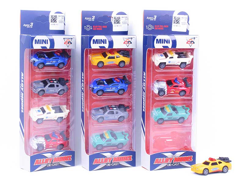 Die Cast Police Car Pull Back(4in1) toys