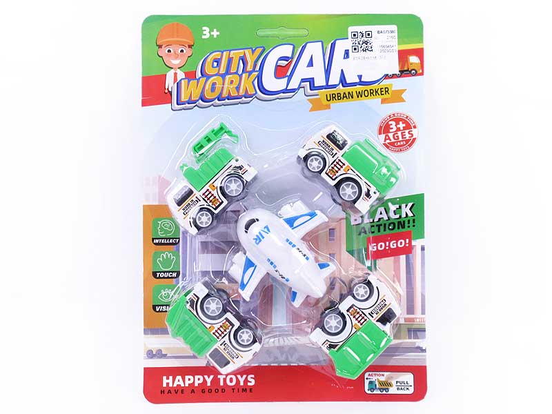 Pull Back Sanitation Truck & Pull Back Airplane(5in1) toys