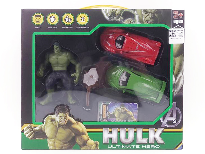 Pull Back Sports Car Set & The Hulk W/L toys