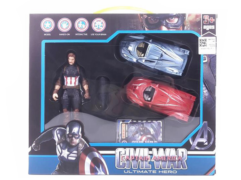 Pull Back Sports Car Set & Captain America W/L toys