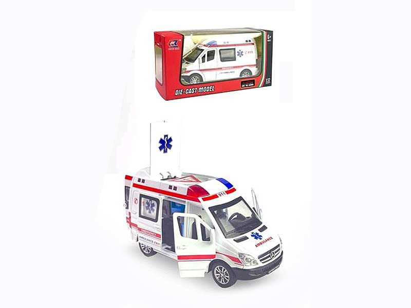 1:32 pull back die cast ambulance W/Doll toys