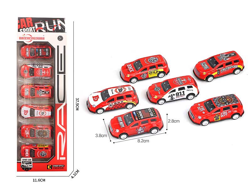 Die Cast Fire Engine Pull Back(6in1) toys