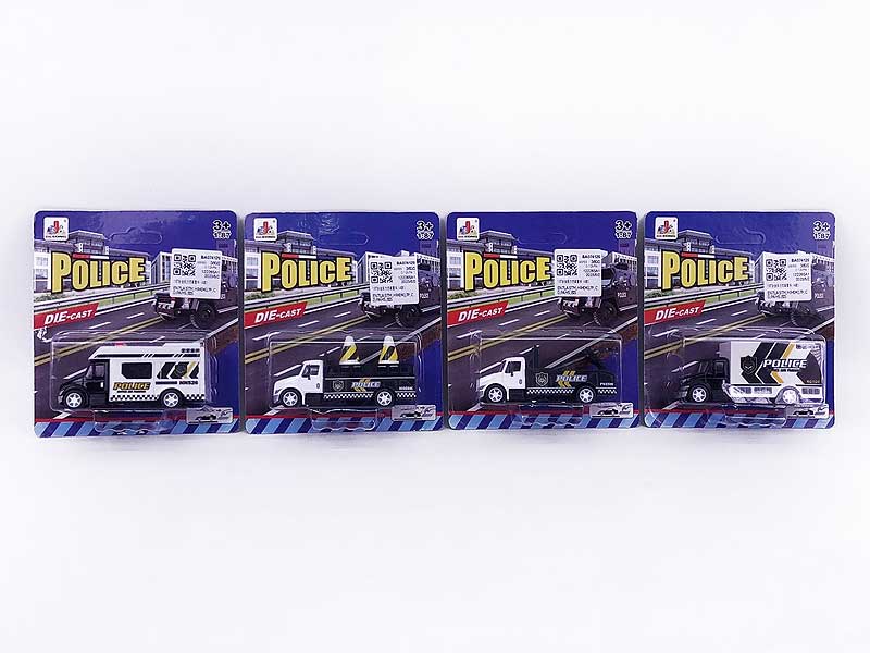 1:87 Die Cast Police Car Pull Back(4S) toys