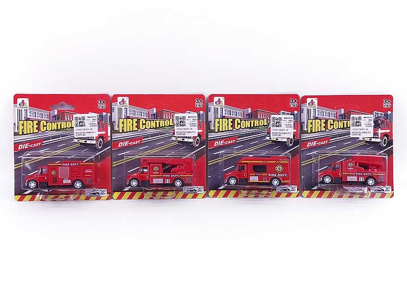 1:87 Die Cast Fire Engine Pull Back(4S) toys