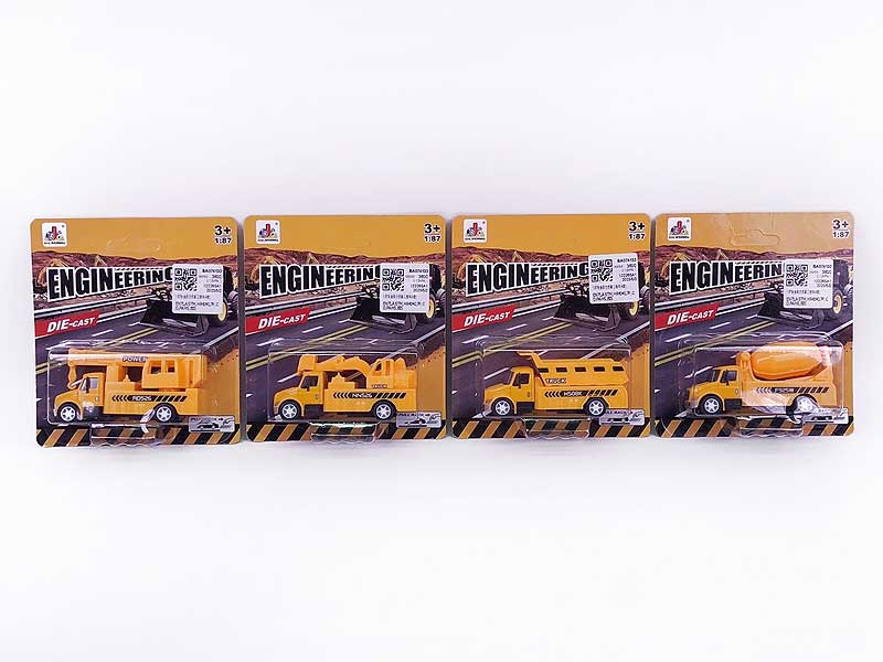 1:87 Die Cast Construction Truck Pull Back(4S) toys