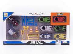 1:64 Pull Back Racing Car & Pull Back Airplane & Road Signs