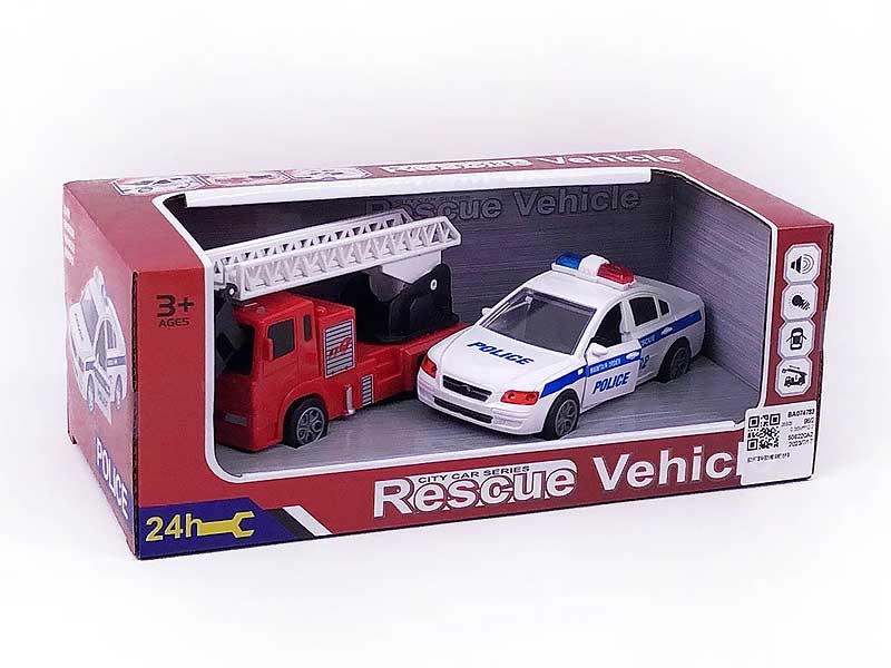 Pull Back Police Car & Pull Back Fire Engine W/L_S toys