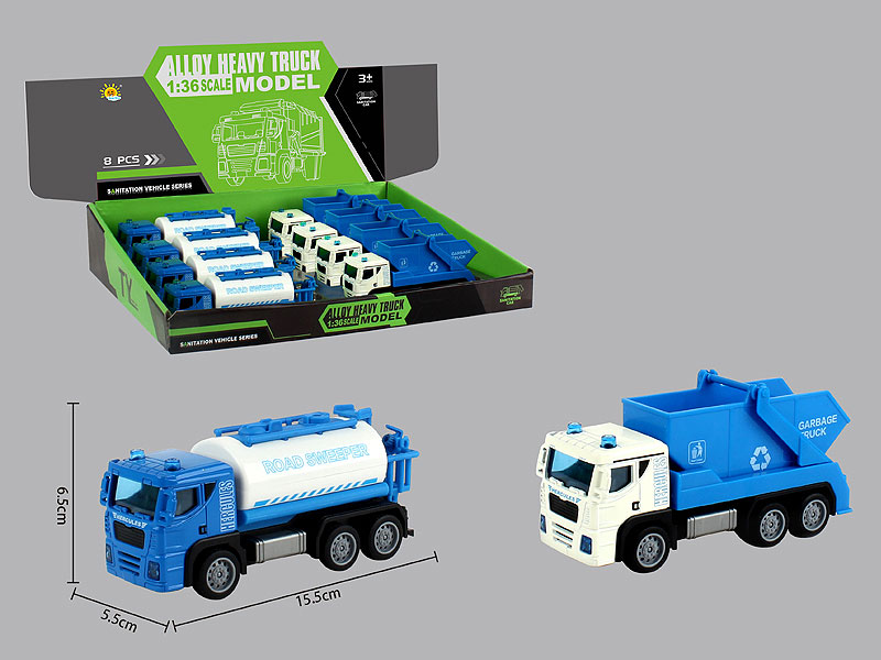 Die Cast Sanitation Car Pull Back(8in1) toys