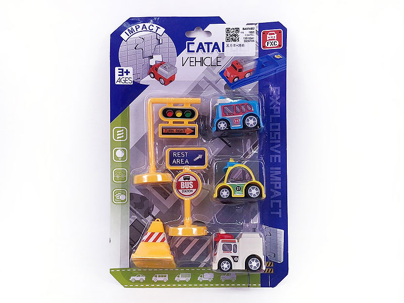 Pull Back Car & Road Sign toys