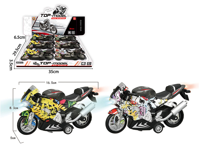 1:12 Die Cast Motorcycle Pull Back W/L_S(6in1) toys