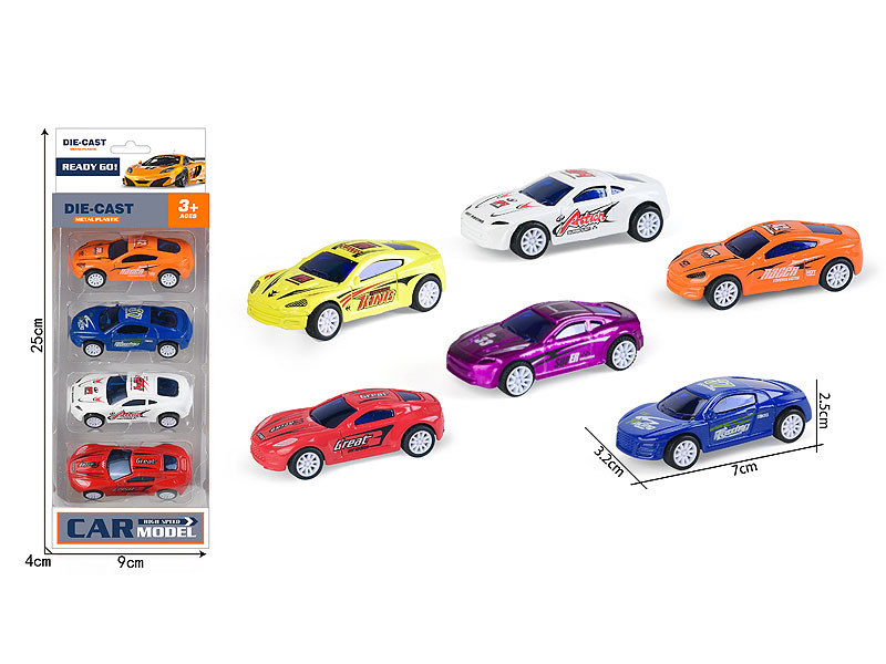 Die Cast Sports Car Pull Back(4in1) toys