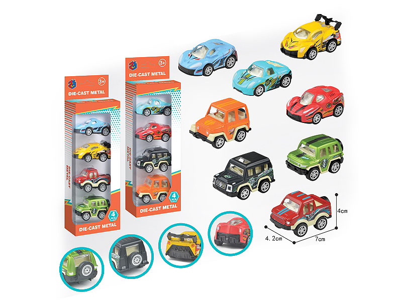 Die Cast Car Pull Back(4in1) toys