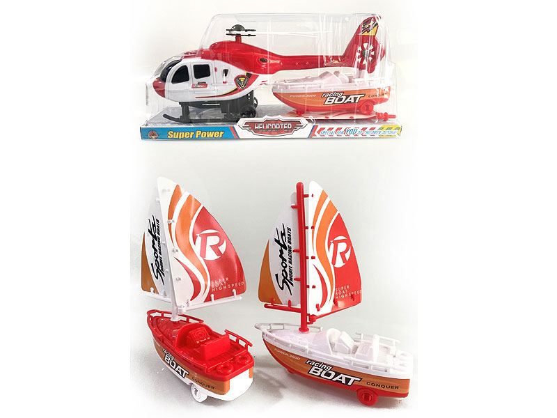 Pull Back He好licopter & Free Wheel Sailboat toys