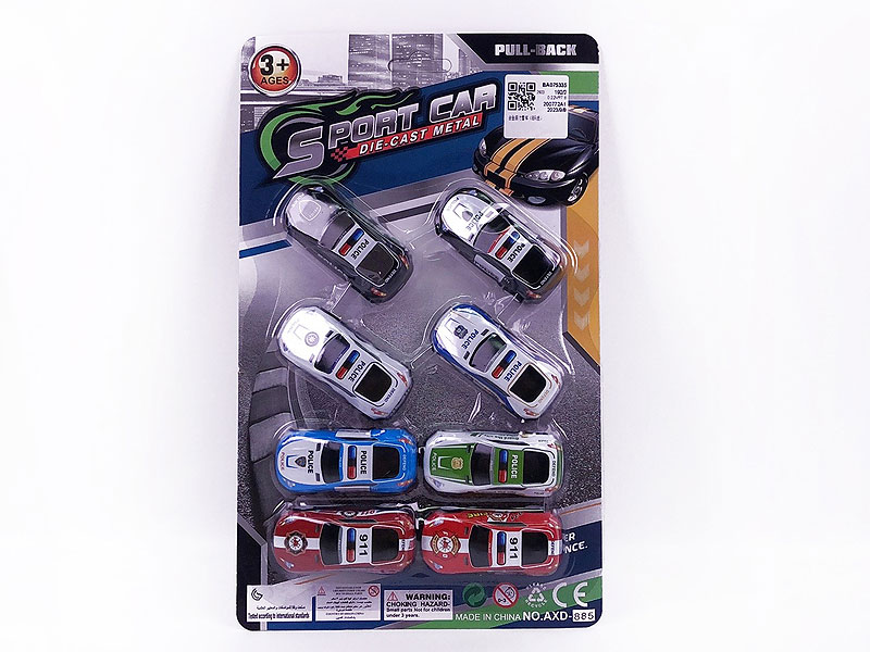 Die Cast Police Car Pull Back(8in1) toys