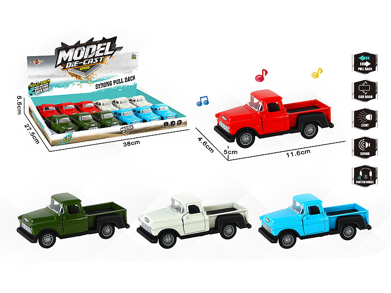 1:32 Die Cast Car Pull Back W/L_M(12in1) toys