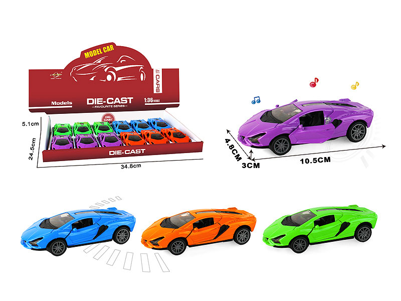 1:36 Die Cast Car Pull Back W/L_M(12in1) toys