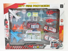 Pull Back Fire Engine & Pull Back Plane Set