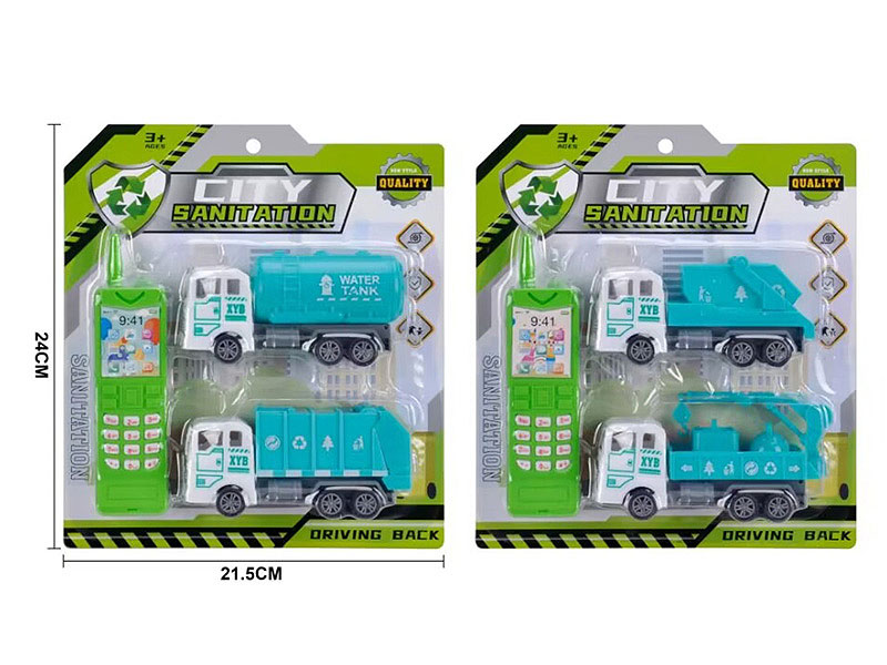 Pull Back Sanitation Truck & Mobile Telephone toys
