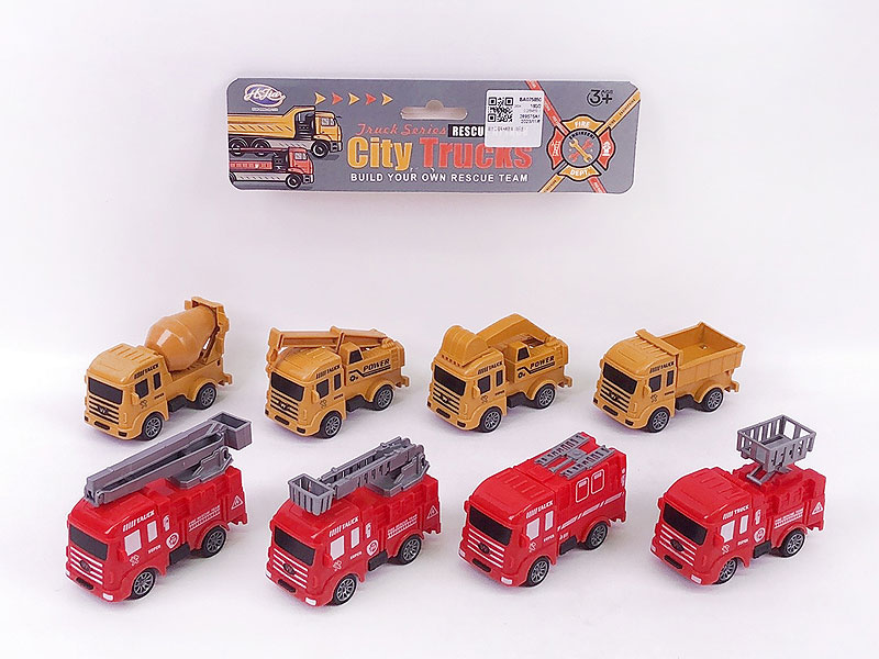 Pull Back Construction Truck & Fire Engine(8in1) toys