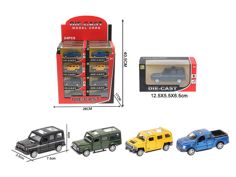 1:60 Die Cast Cross-country Car Pull Back(24in1) toys