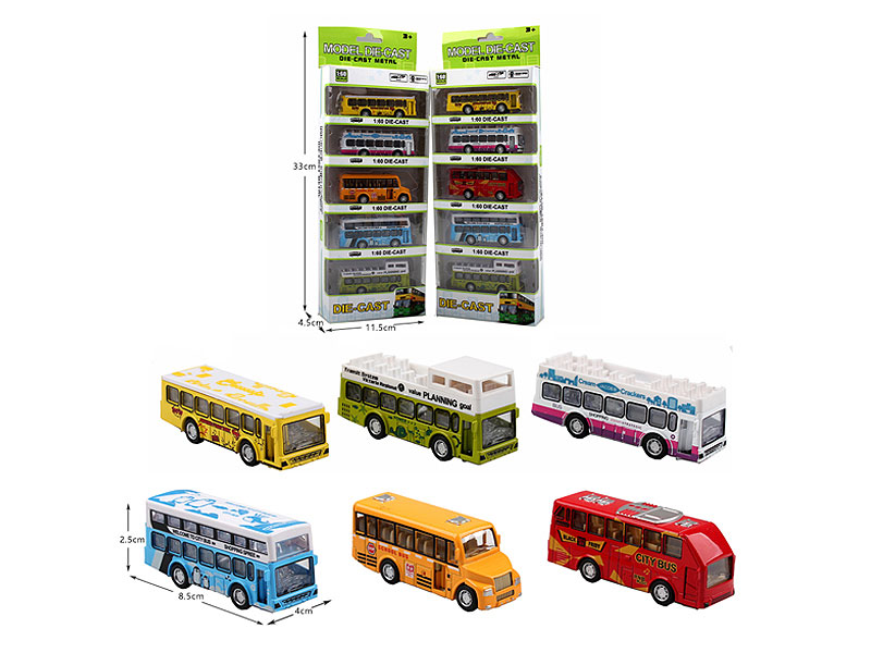 1:60 Die Cast Bus Pull Back(5in1) toys