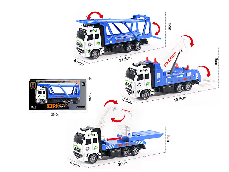 1:24 Die Cast Truck Pull Back(3S) toys