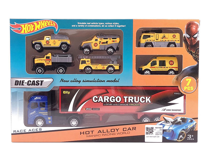 Die Cast Container Pull Back & Die Cast Construction Truck Free Wheel toys