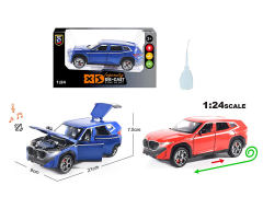 英文1:24宝马XM压铸锌合金双喷雾回力开门车带灯光/声音(2色)