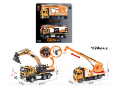 1:24 Die Cast Construction Truck Pull Back W/L_S(2in1)