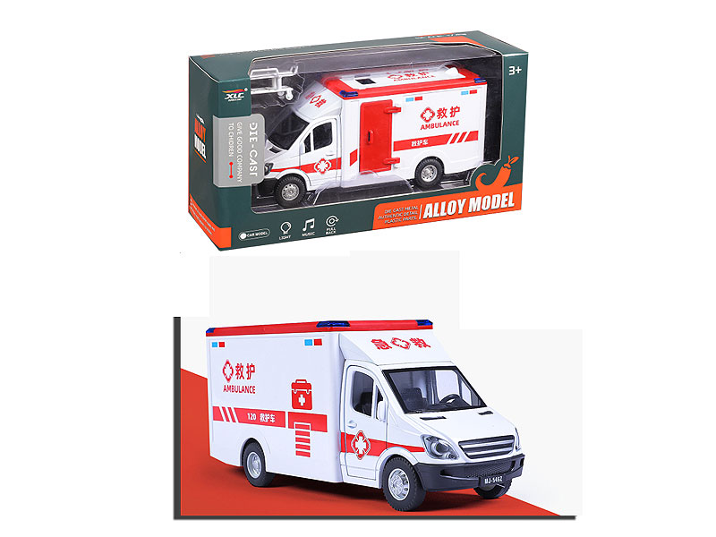 1:43 Die Cast Ambulance Pull Back W/L_M toys