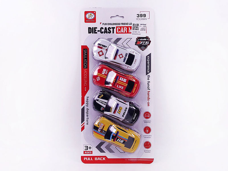 Die Cast Police Car Pull Back(4in1) toys