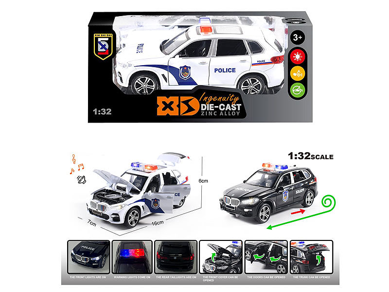 1:32 Die Cast Police Car Pull Back W/L_S(2C) toys