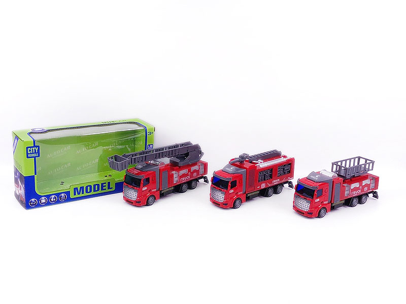 Die Cast Fire Engine Set Pull Back(3S) toys