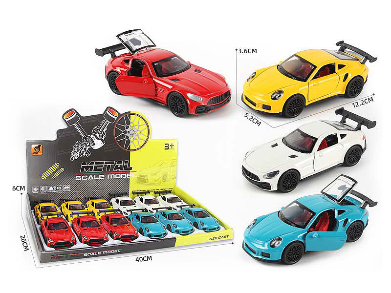 1:36 Die Cast Sports Car Pull Back(12in1) toys