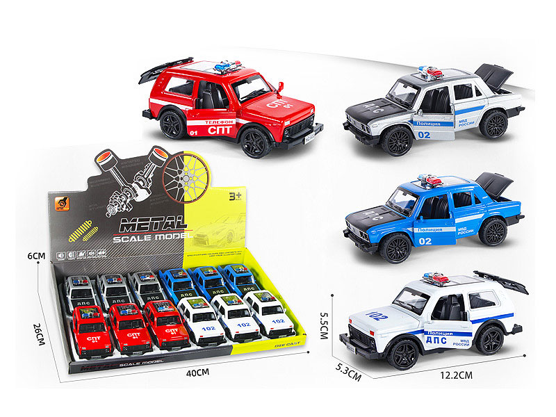 1:36 Die Cast Police Car Pull Back W/L_S(12in1) toys