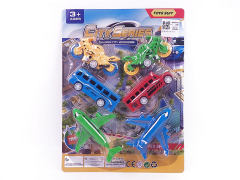 Pull Back Motorcycle & Bus & Airplane(6in1) toys