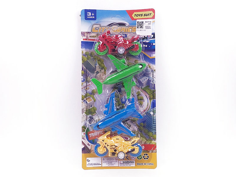 Pull Back Airplane & Motorcycle(4in1) toys