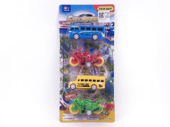 Pull Back Motorcycle & Bus(4in1) toys