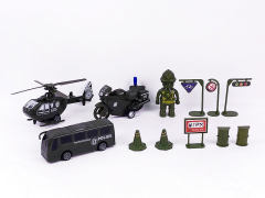 军事回力摩托车+滑行巴士+滑行飞机套装