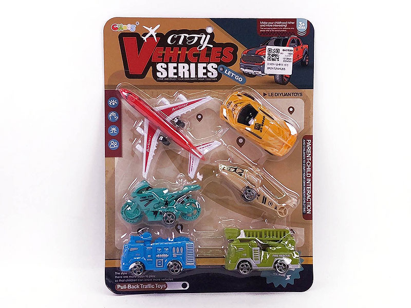 Pull Back Fire Engine & Airplane & Motorcycle(6in1) toys