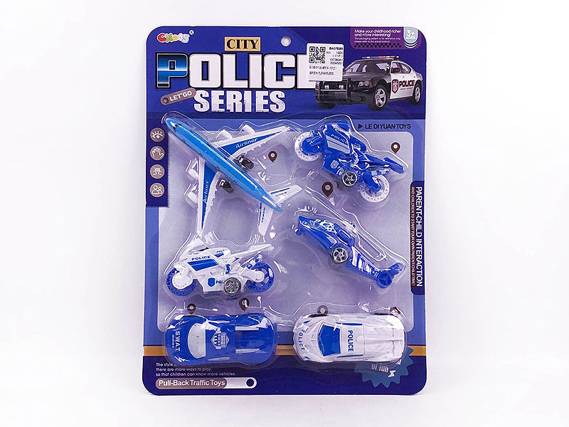 Pull Back Police Car & Airplane & Motorcycle(6in1) toys