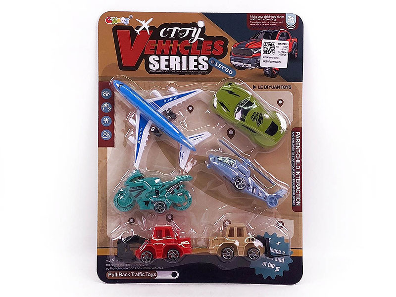 Pull Back Construction Truck & Airplane & Motorcycle & Car(6in1) toys