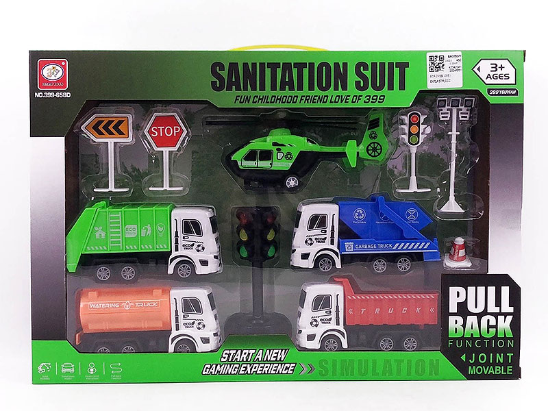 Pull Back Sanitation Car Set(5in1) toys