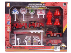 Die Cast Fire Engine Set Pull Back toys