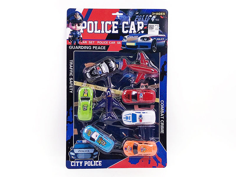 Pull Back Car & Pull Back Police Car & Free Wheel Airplane(8in1) toys