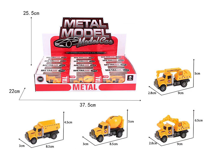 1:64 Die Cast Construction Truck Pull Back(12in1) toys