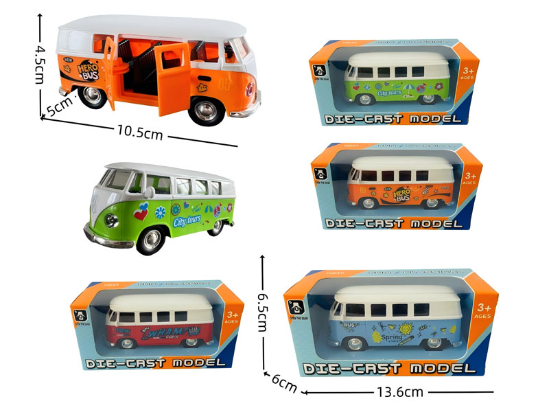 1:36 Die Cast Bus Pull Back(4C) toys