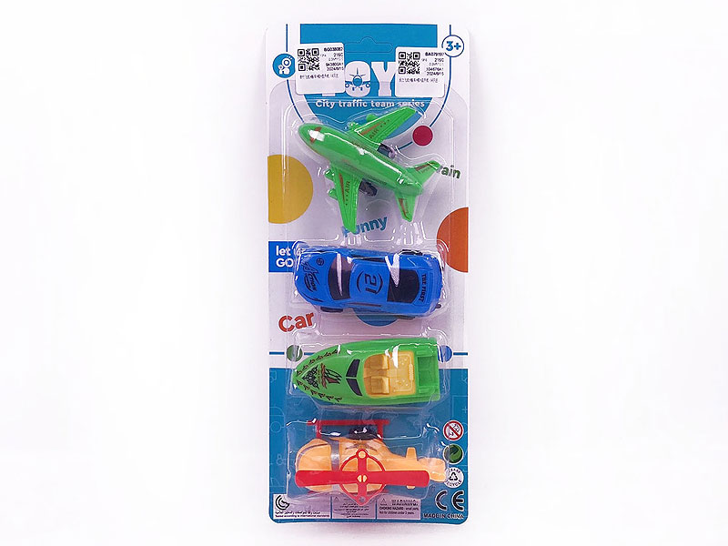 Pull Back Airplane & Sports Car & Ship & Helicopter(4in1) toys