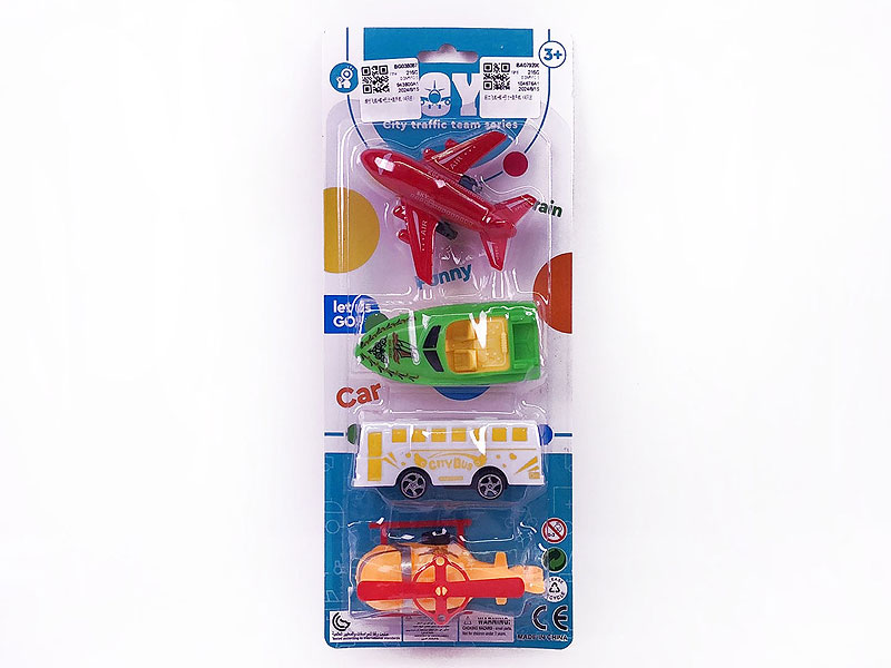 Pull Back Airplane & Ship & Bus & Helicopter(4in1) toys