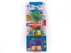 Pull Back Airplane & Helicopter & Ship & Train(4in1) toys